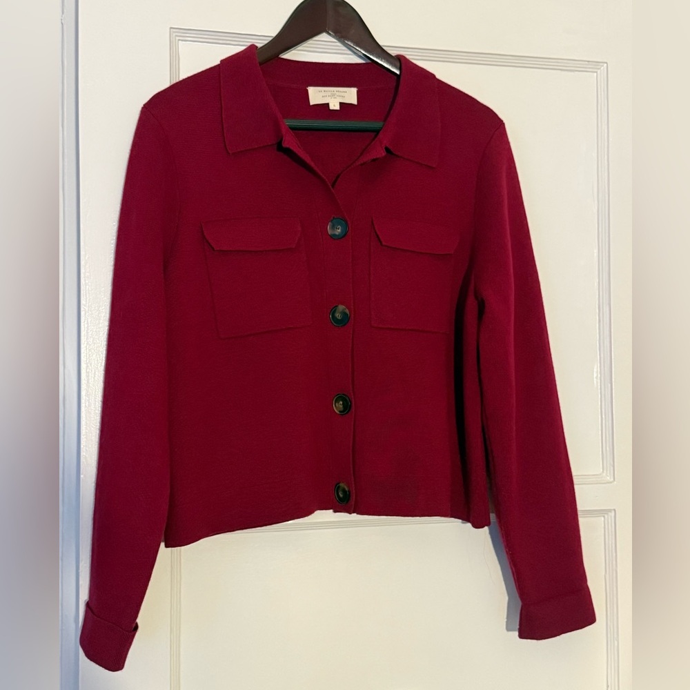 Sezanne Red Knit Button-Up Jacket